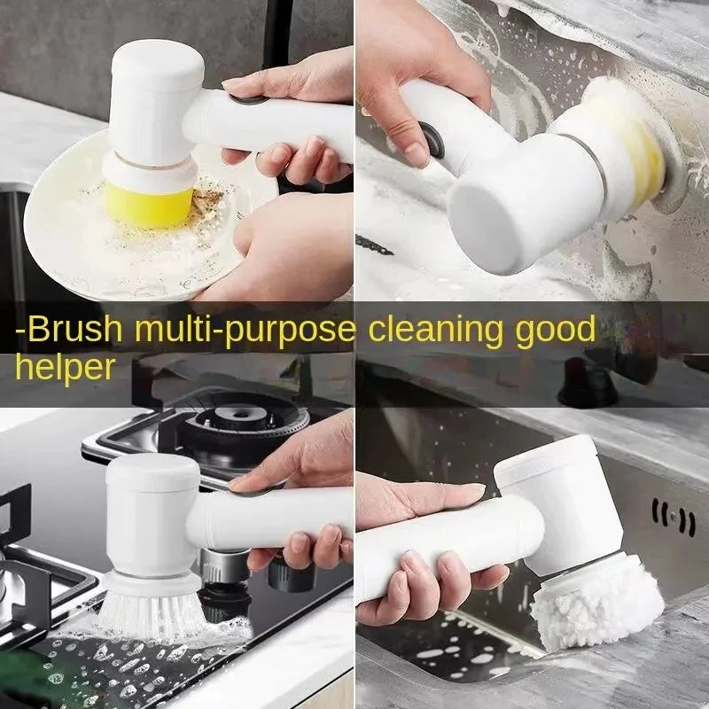 5 in 1 Electric Cleaning Brush Portable USB Charging Kitchen Bathroom Cleaning Brush